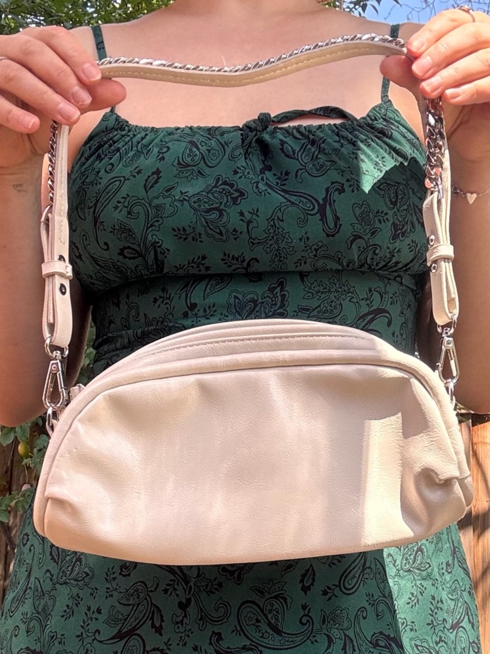 ZARA Ivory Mini Shoulder Bag with Chain Strap – Brand New